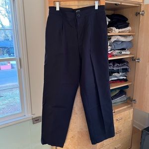 A.P.C. Navy Blue Pleated Straight Leg Trousers
